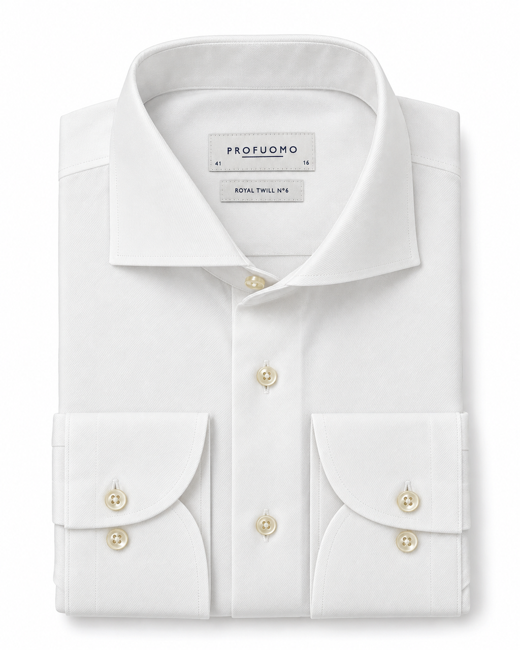 Profuomo Royal Twill overhemd N° 6 wit — packshot op witte achtergrond