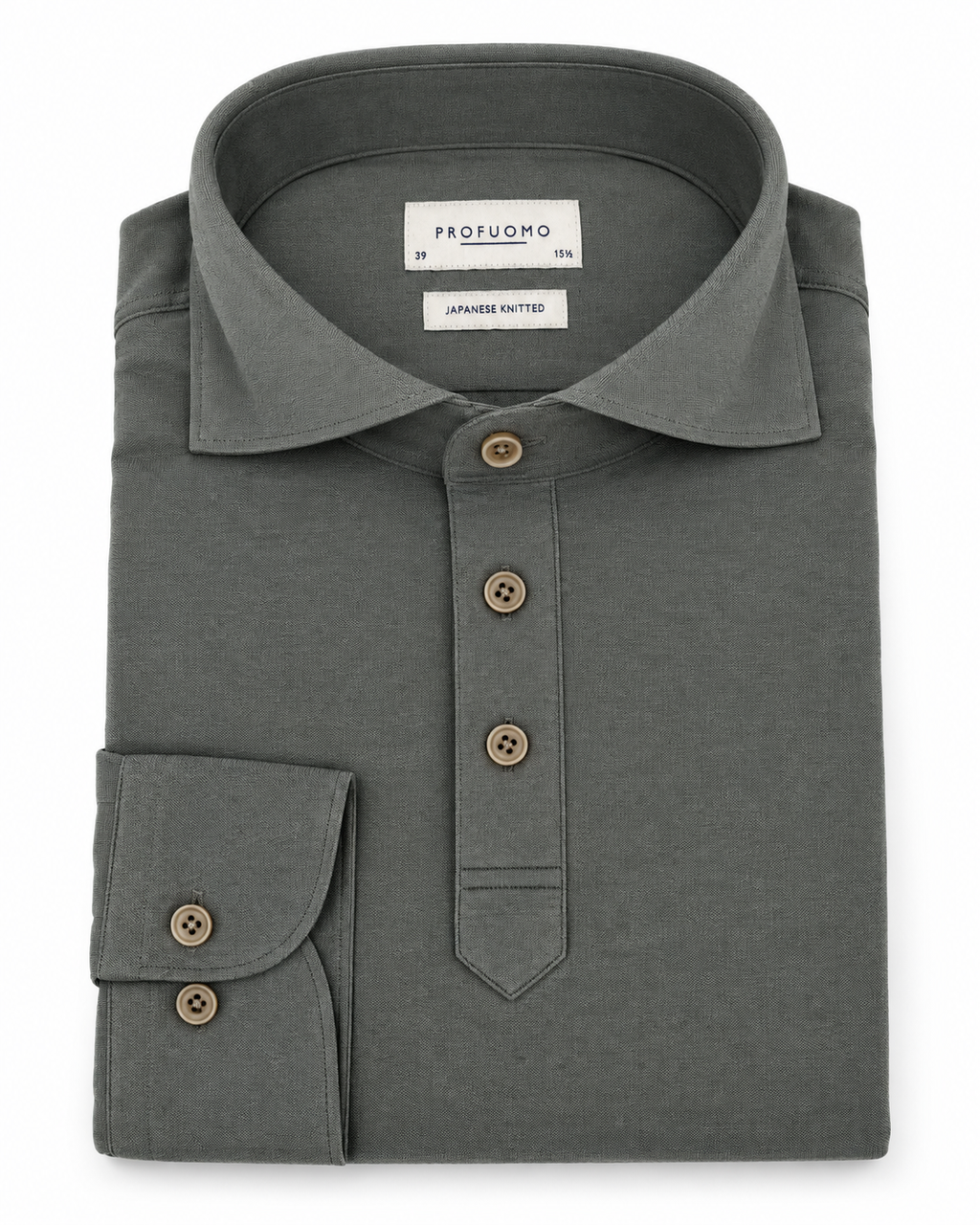 Profuomo Polo met lange mouw groen — packshot op witte achtergrond
