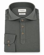 Profuomo Polo met lange mouw groen — packshot op witte achtergrond
