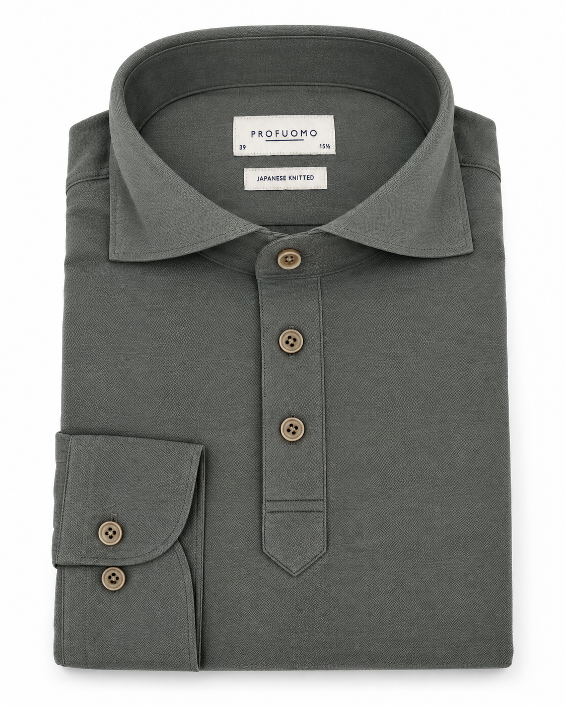 Profuomo Polo met lange mouw groen — packshot op witte achtergrond