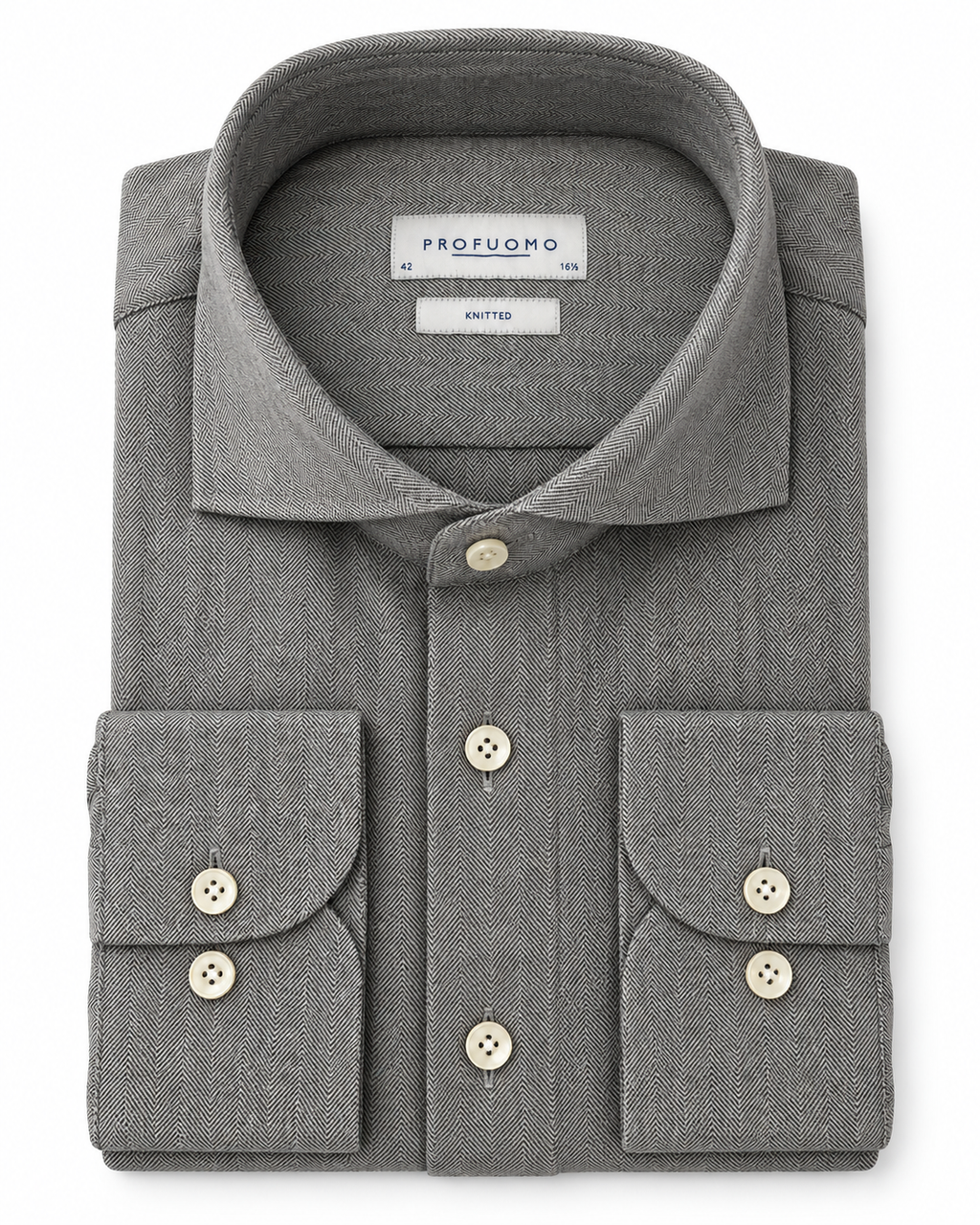 Profuomo Knitted overhemd grijs — packshot op witte achtergrond