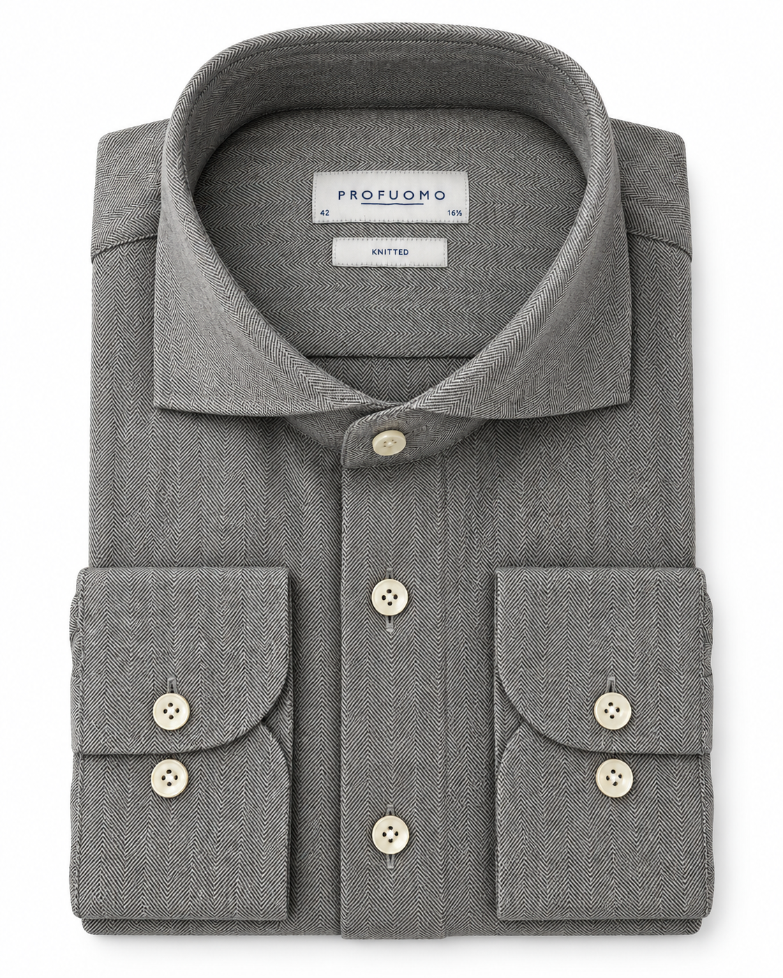 Profuomo Knitted overhemd grijs — packshot op witte achtergrond