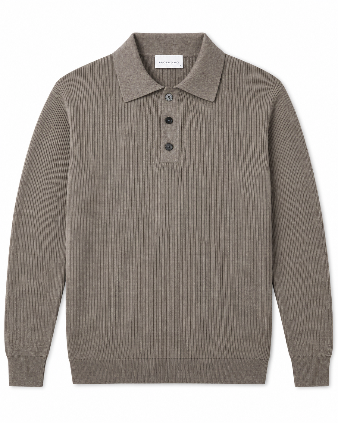 Polo met lange mouw bruin – packshot op witte achtergrond