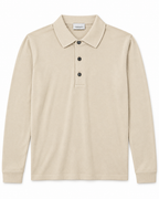 Profuomo Polo met lange mouw beige — packshot op witte achtergrond